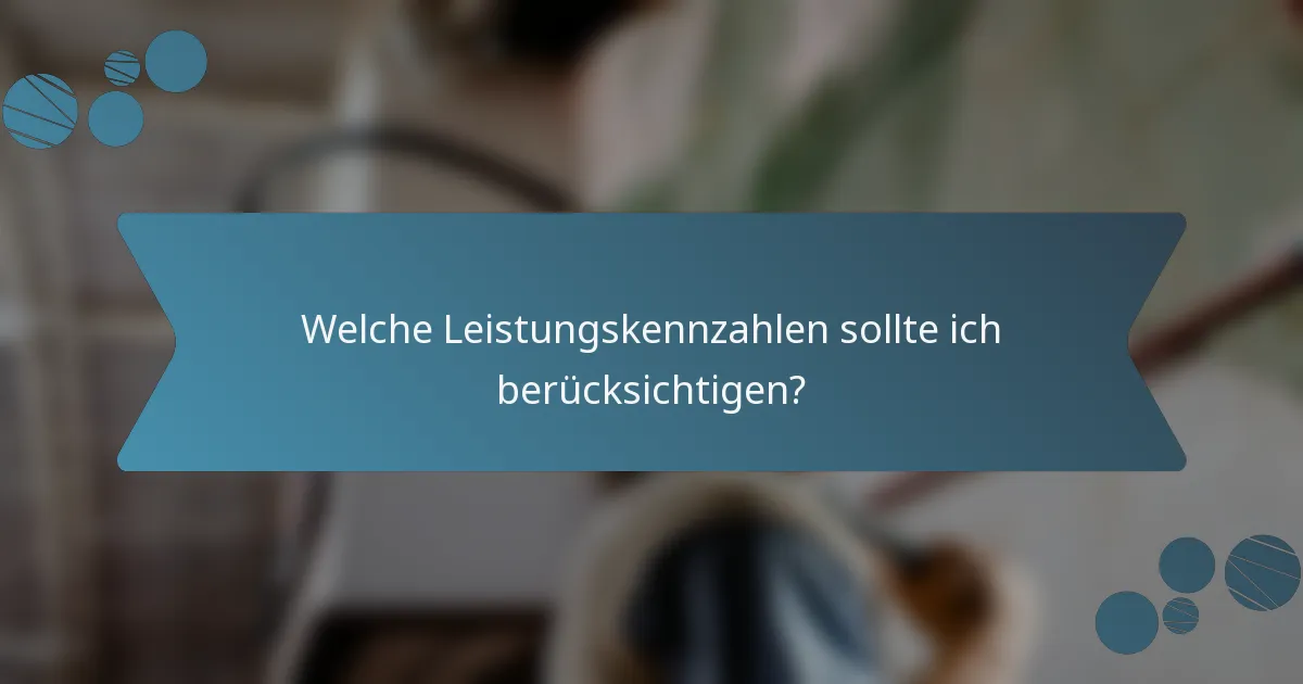 Welche Leistungskennzahlen sollte ich berücksichtigen?