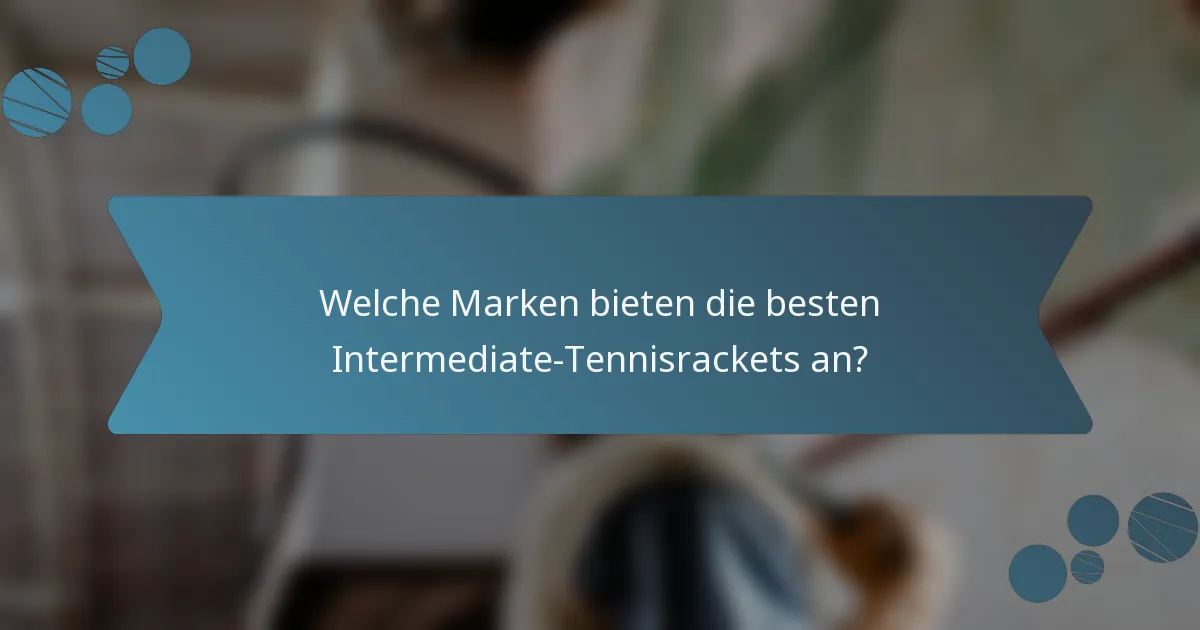 Welche Marken bieten die besten Intermediate-Tennisrackets an?