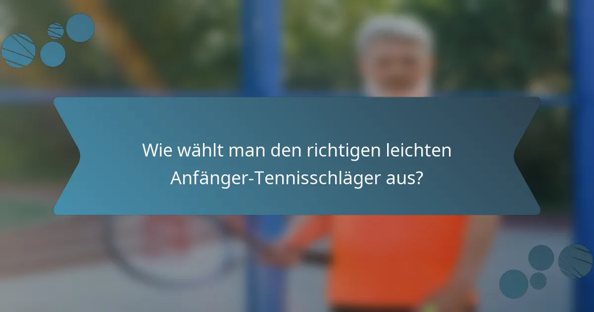Wie wählt man den richtigen leichten Anfänger-Tennisschläger aus?