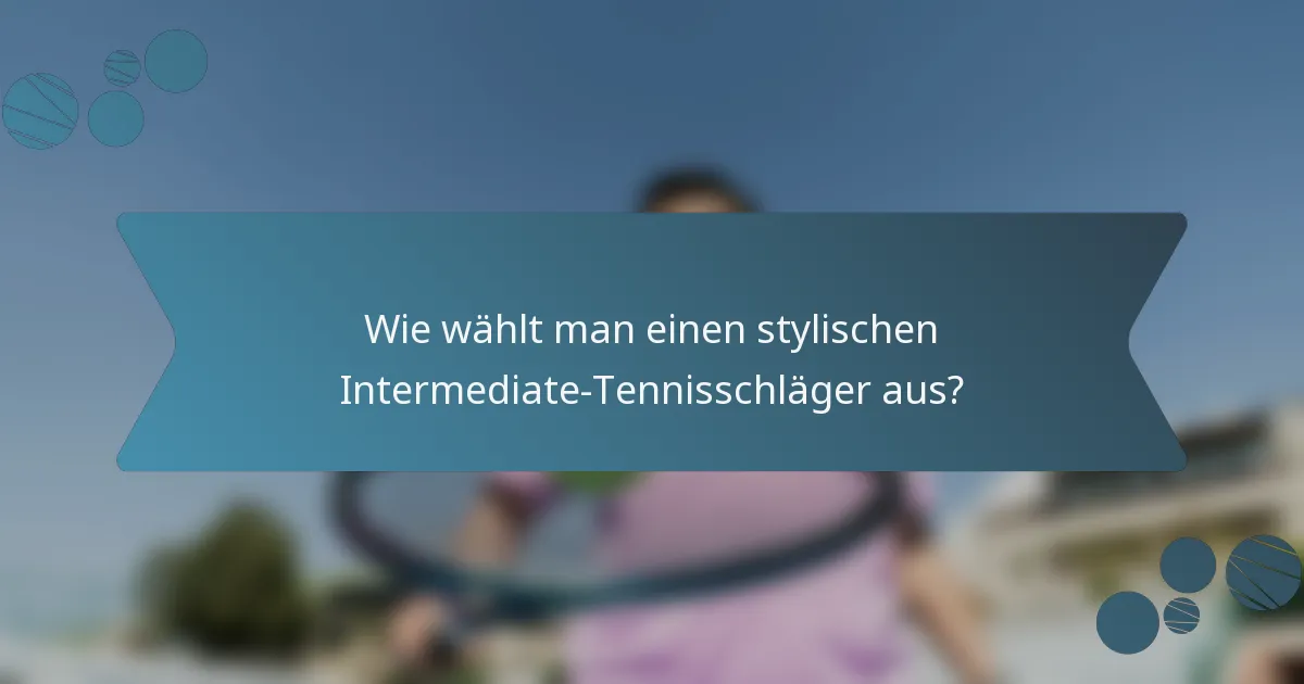 Wie wählt man einen stylischen Intermediate-Tennisschläger aus?